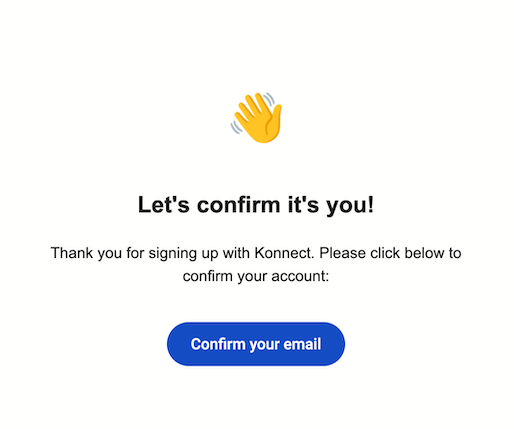 Konnect email confirmation